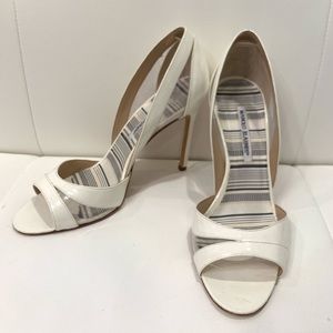 MANOLO BLAHNIK Leather PVC Open Toe Heels Sz 40